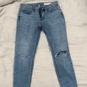rag & bone Medium Blue Distressed Skinny Jeans